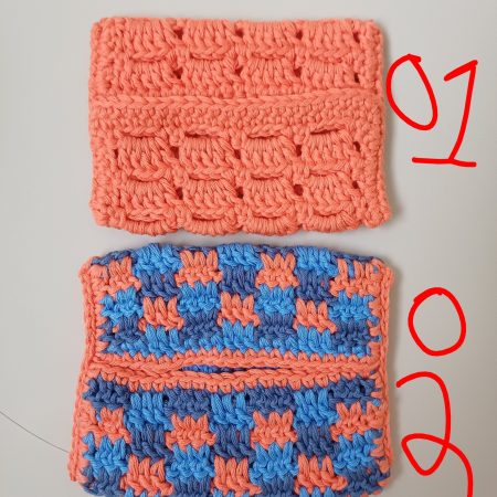 Various crochet tissue pouches