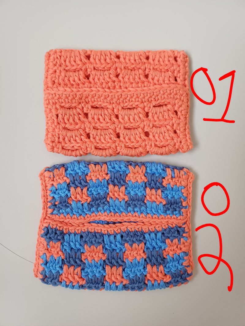Various crochet tissue pouches
