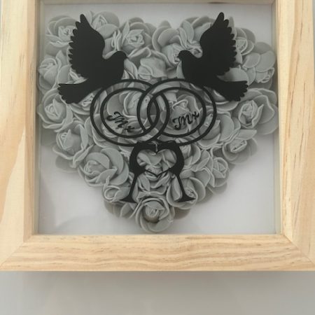 LGBT Non binary personlised wedding rose shadow box
