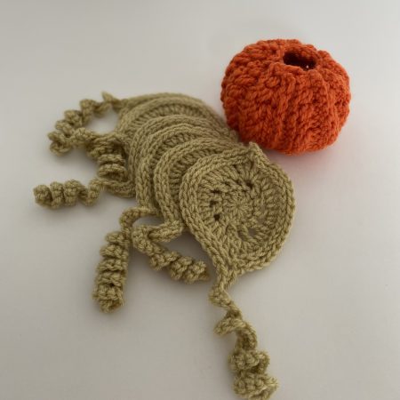 Hand crocheted Pumpkin coaster set