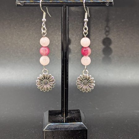 Rose quartz hearts with Pink Persian jade earrings