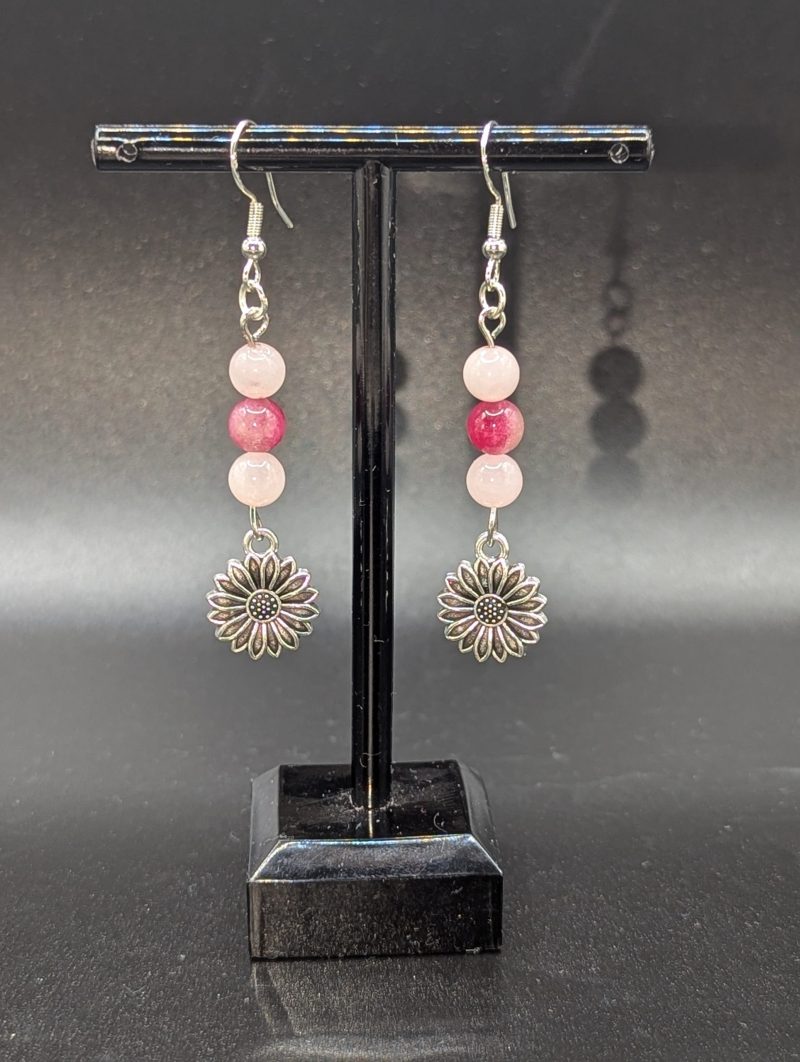 Rose quartz hearts with Pink Persian jade earrings