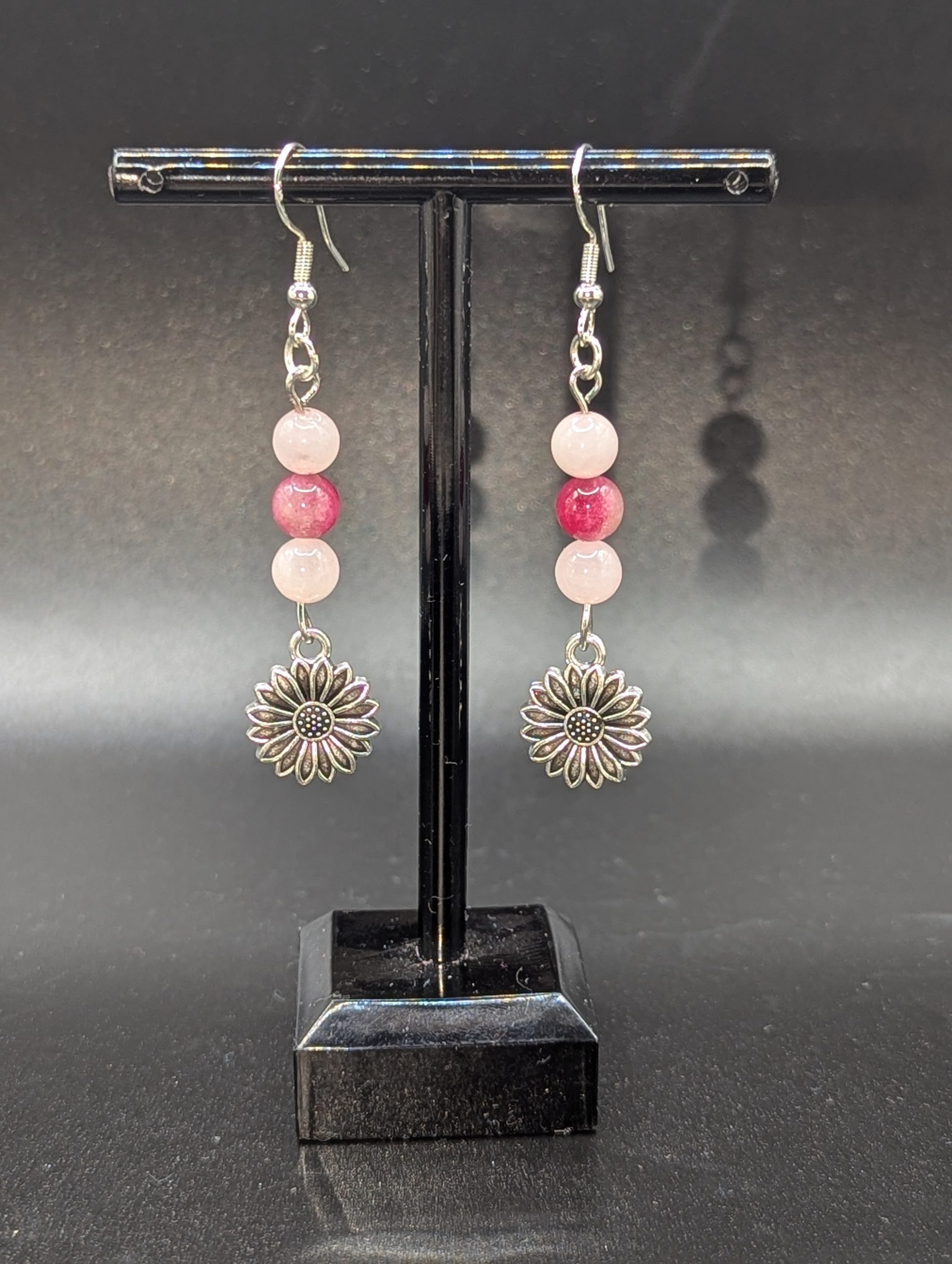 Rose quartz hearts with Pink Persian jade earrings