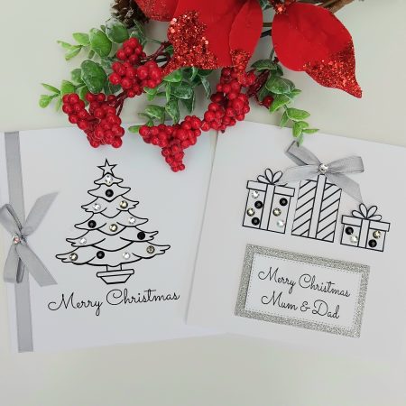 Personalised Handmade Christmas Card, Bling Christmas Card, Christmas Tree Card