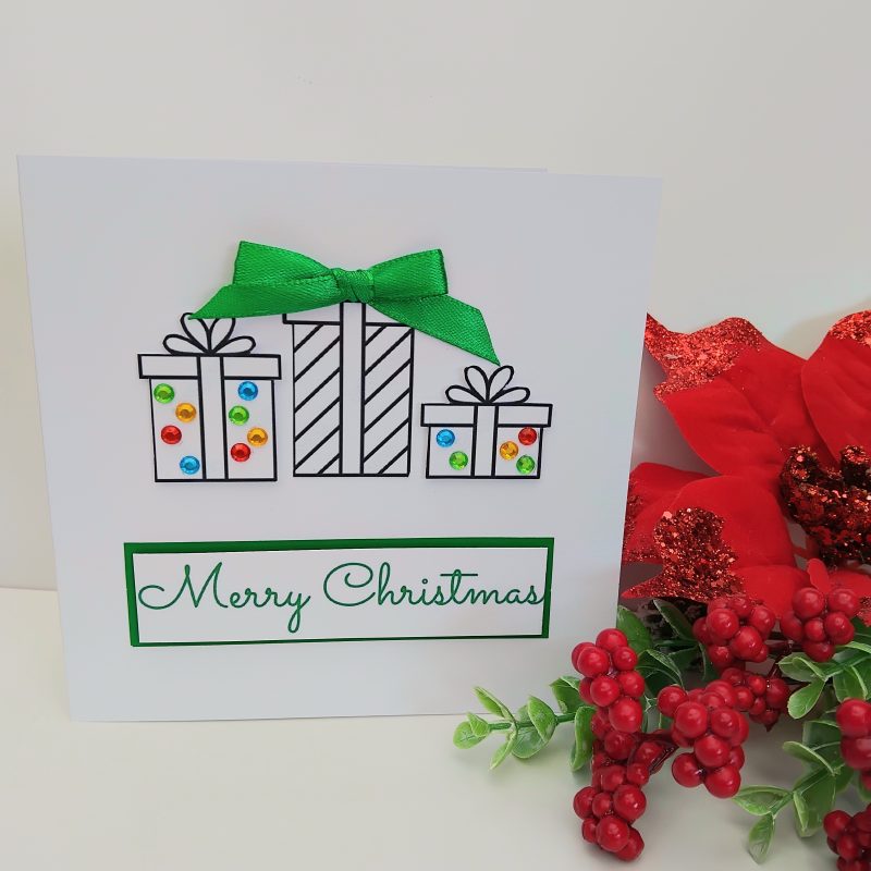 Personalised Handmade Christmas Card, Bling Christmas Card, Christmas Tree Card