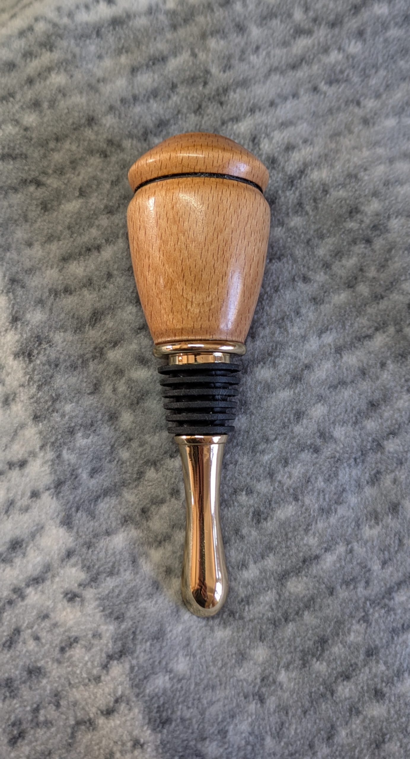 Hand turned bottle stopper made from beech with teardrop base