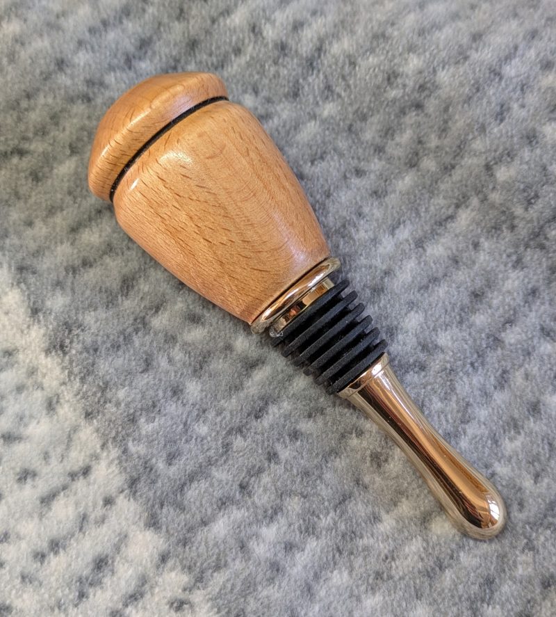 Hand turned bottle stopper made from beech with teardrop base