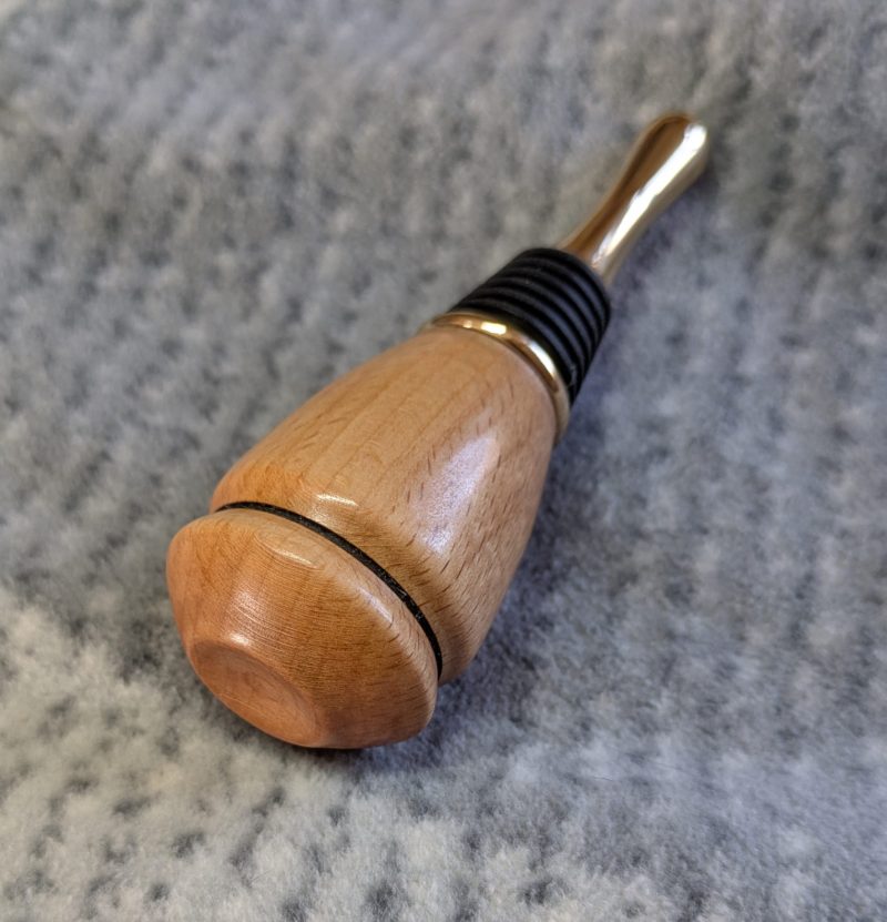 Hand turned bottle stopper made from beech with teardrop base