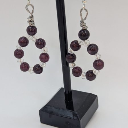 Lepidolite & Crystal Teardrop Hoop Earrings