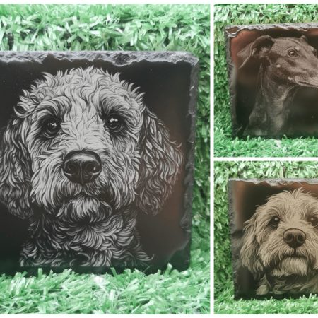 Dog Breed Slate Coaster, Laser Engraved, Dog Square 100mm