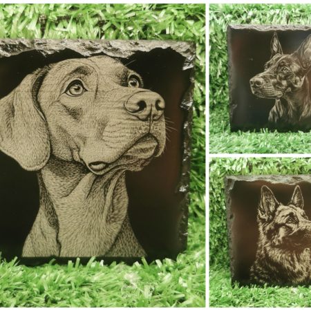 Dog Breed Slate Coaster, Laser Engraved, Dog Square 100mm