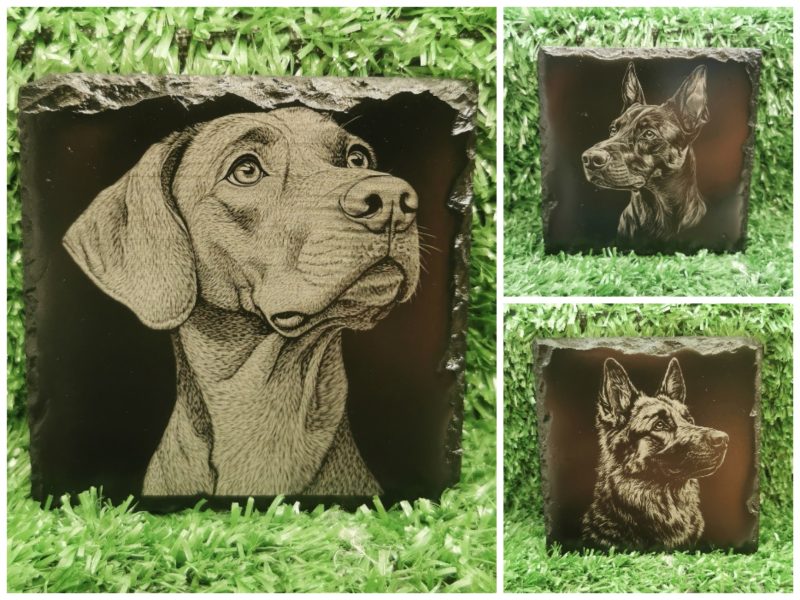 Dog Breed Slate Coaster, Laser Engraved, Dog Square 100mm