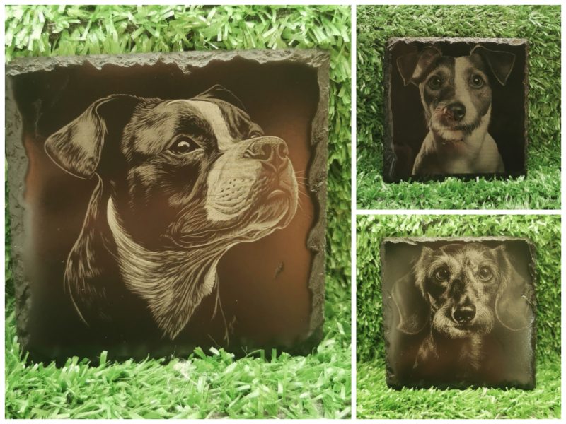 Dog Breed Slate Coaster, Laser Engraved, Dog Square 100mm