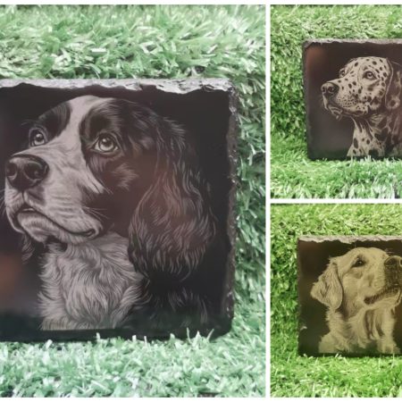 Dog Breed Slate Coaster, Laser Engraved, Dog Square 100mm