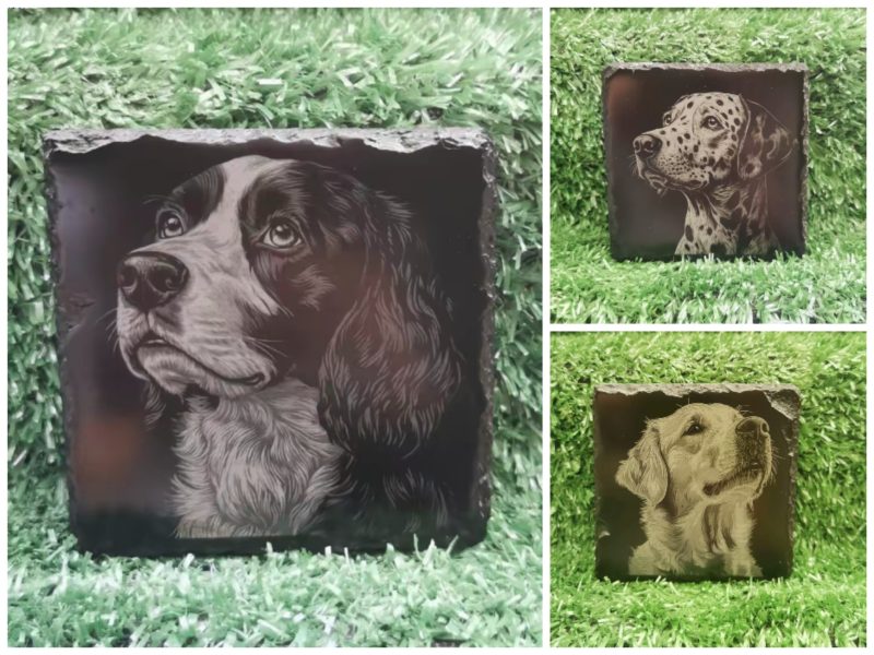 Dog Breed Slate Coaster, Laser Engraved, Dog Square 100mm