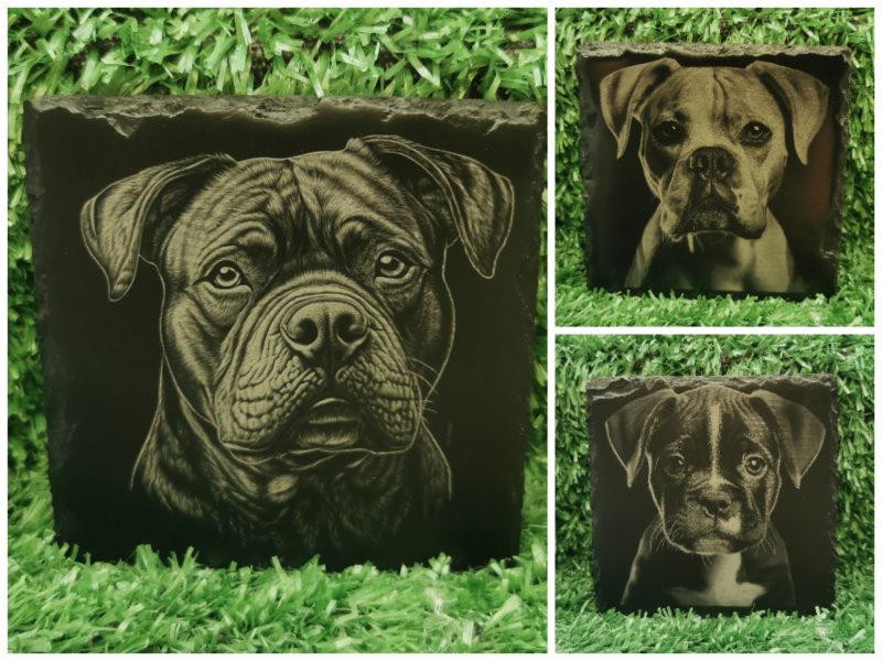 Dog Breed Slate Coaster, Laser Engraved, Dog Square 100mm