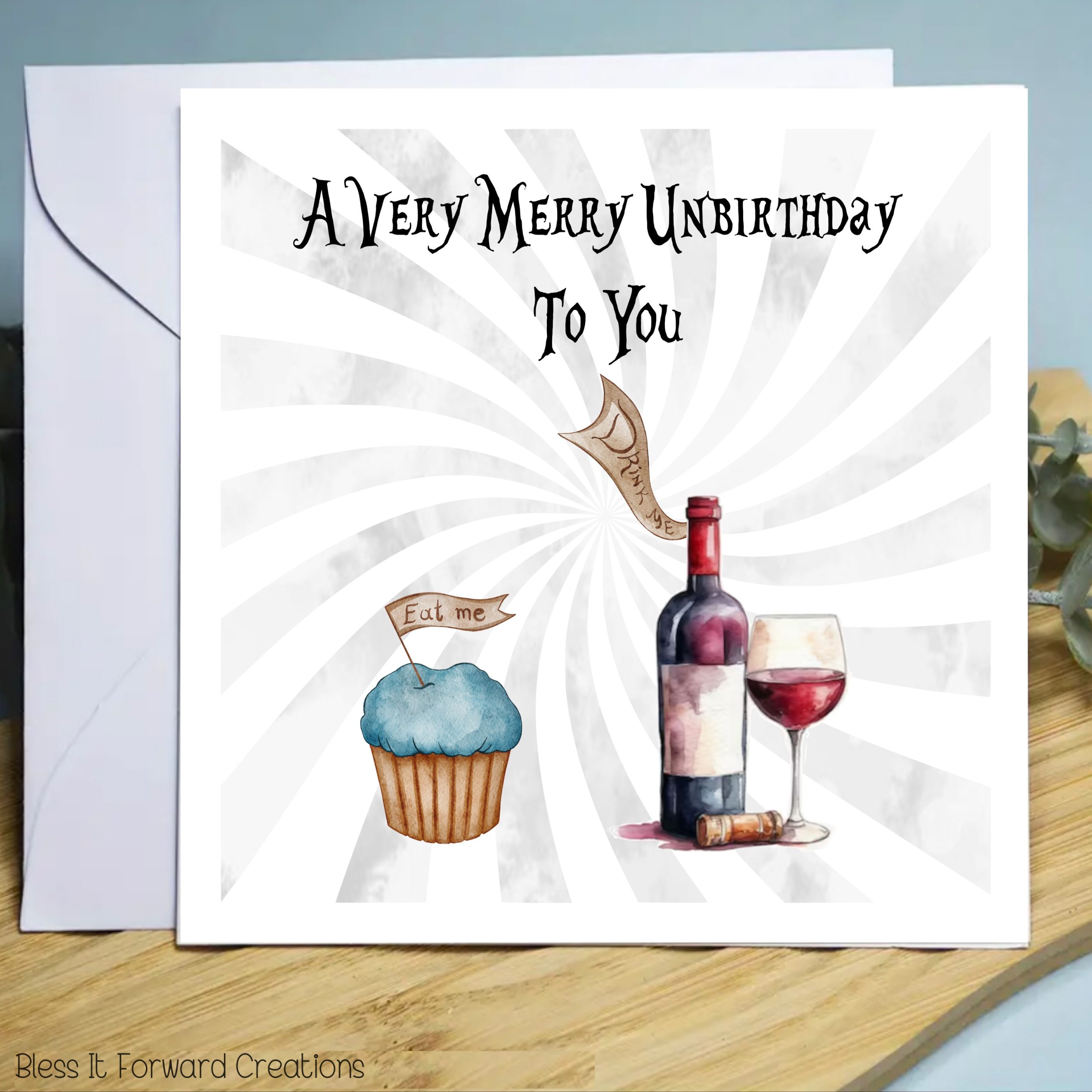 A Very Merry Unbirthday To You, Birthday Card, Alice in wonderland themed card