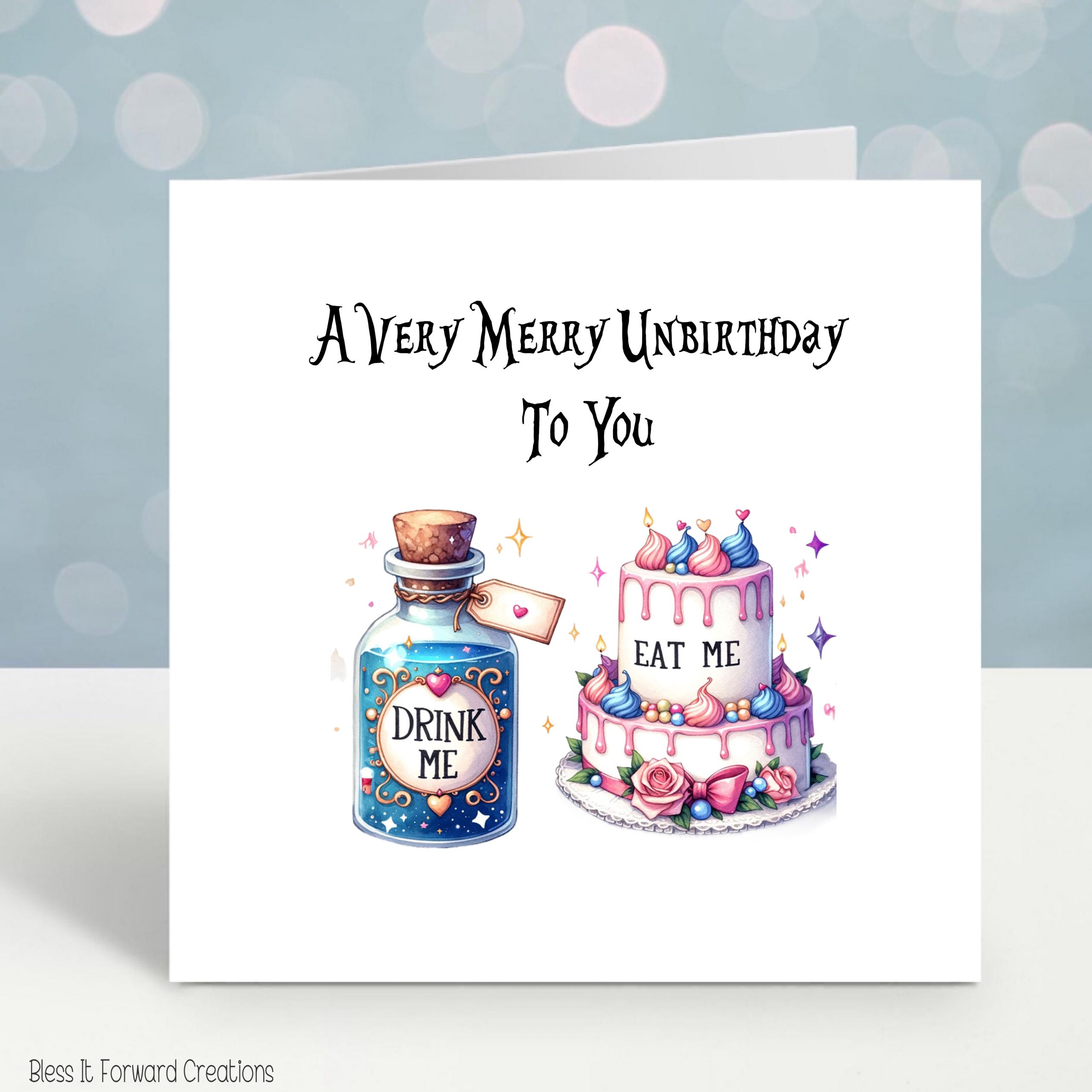 A Very Merry Unbirthday To You, Birthday Card, Alice in wonderland themed card