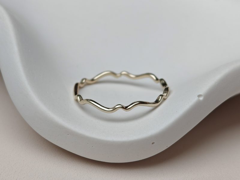 9ct Gold Dainty Wavy Stacking Ring - Solid Recycled Gold