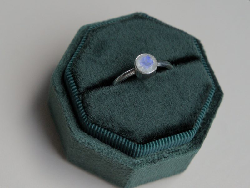 Moonstone and Recycled Sterling Silver Ring