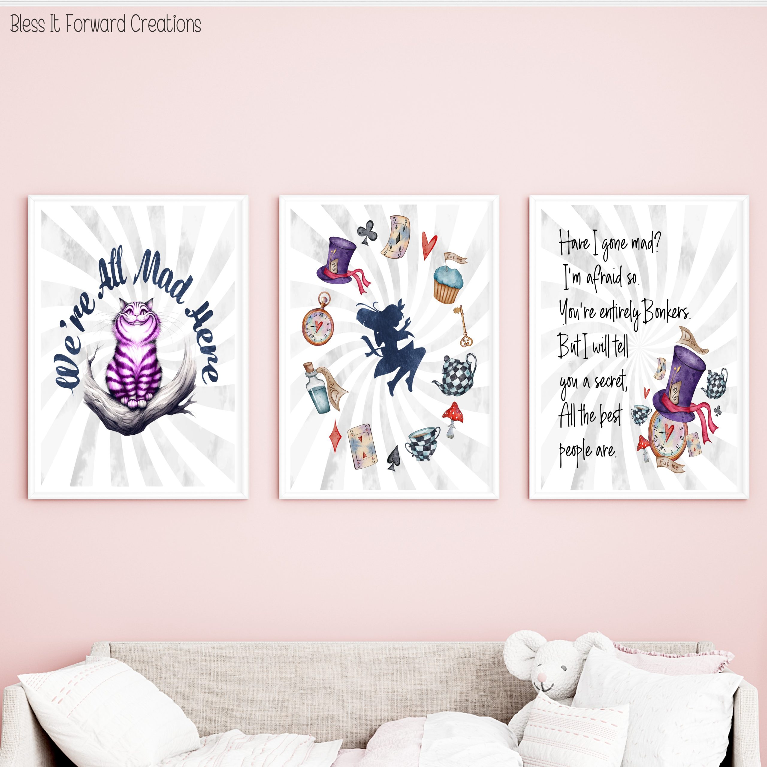 A set of 3 Alice in Wonderland Prints | Whimsical Decor