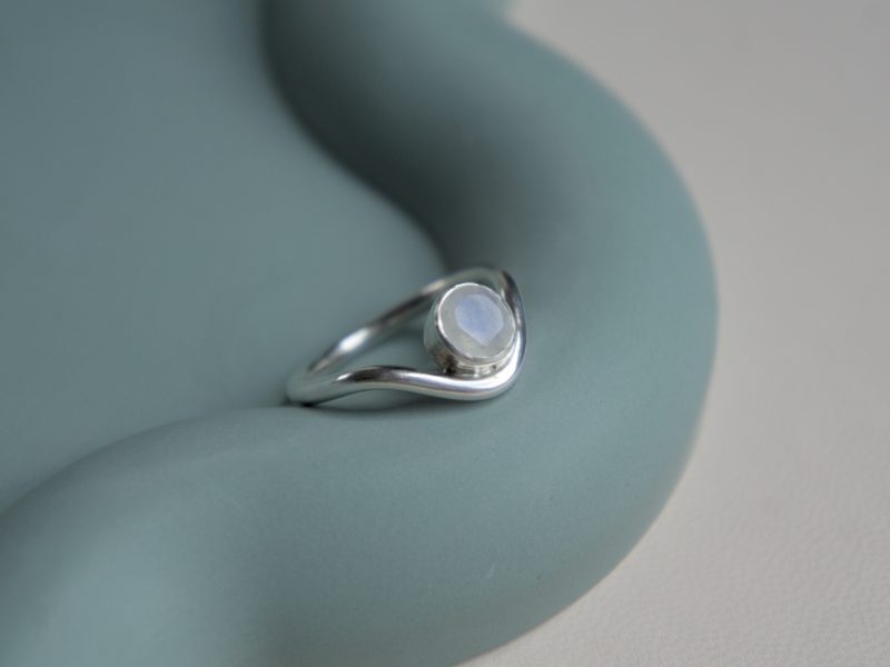 Moonstone and Recycled Sterling Silver Ring