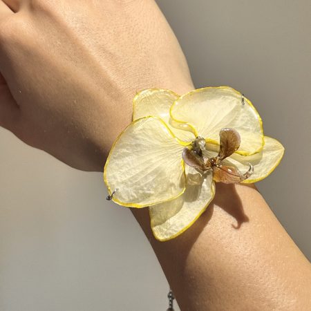 Natural Orchid Adjustable Bracelet | Handmade Resin Jewelry with Real Flower | Unique Botanical Gift