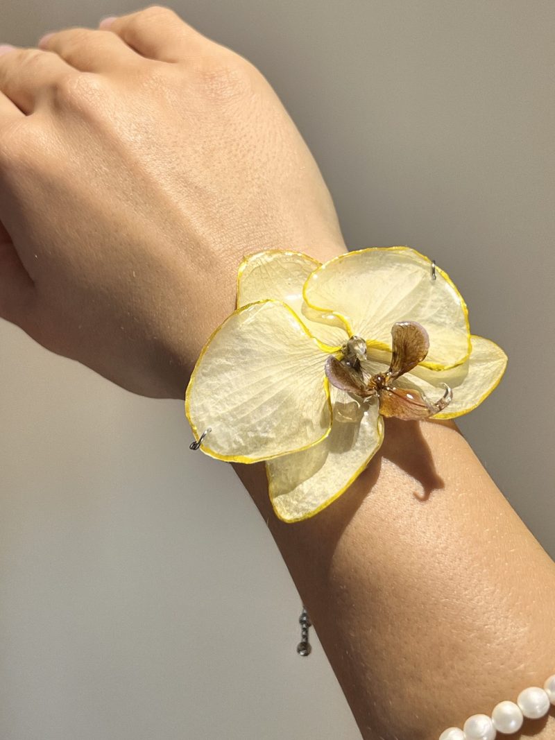 Natural Orchid Adjustable Bracelet | Handmade Resin Jewelry with Real Flower | Unique Botanical Gift