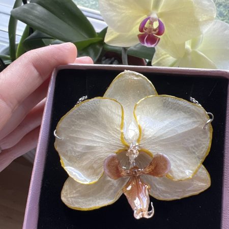 Natural Orchid Adjustable Bracelet | Handmade Resin Jewelry with Real Flower | Unique Botanical Gift