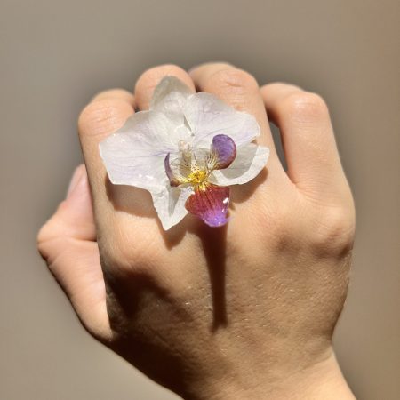 Natural Orchid Adjustable Ring | Real Flower Resin Jewelry | Handmade Botanical Ring