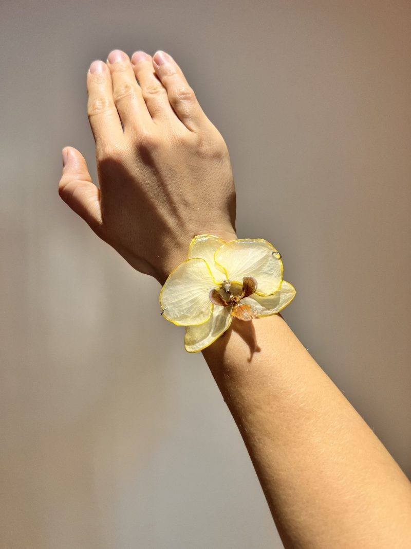 Natural Orchid Adjustable Bracelet | Handmade Resin Jewelry with Real Flower | Unique Botanical Gift