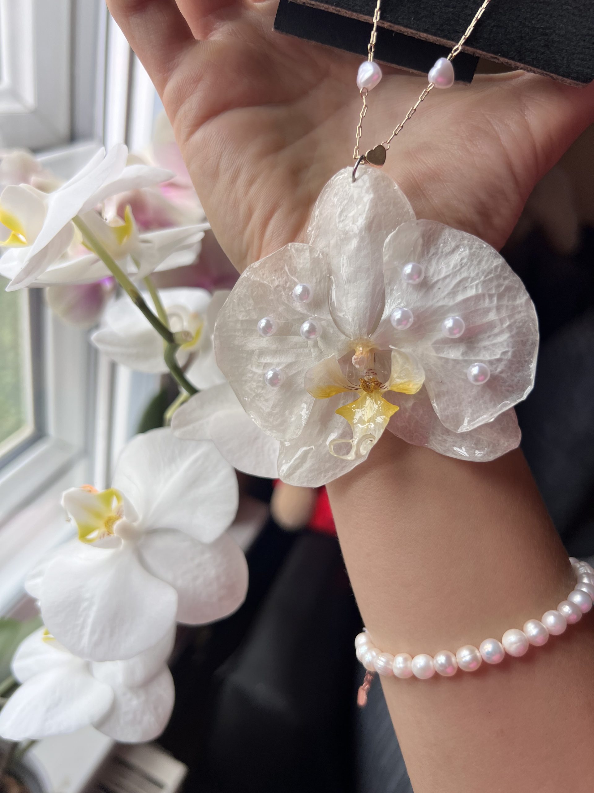 Handmade Real Orchid Resin Necklace-Wedding Keepsake - Crafter's