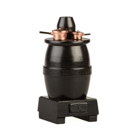 Pot Bellied Stove Incense Cone Burner. (Black)