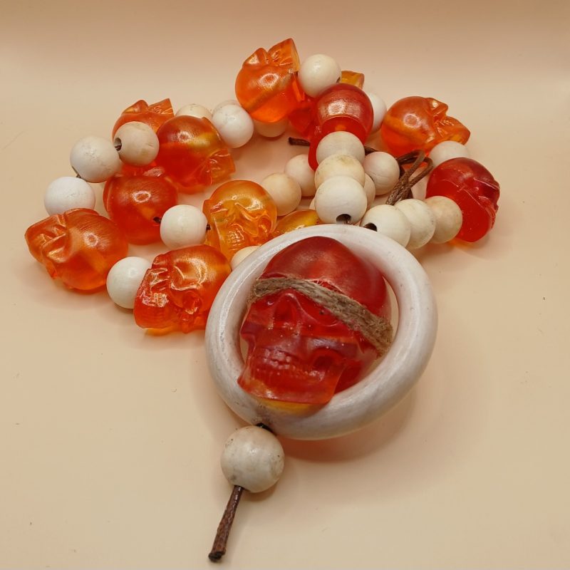 Arcane Artefacts - The Blind Prophet | handmade resin skull necklace/Prayer Beads | LARP, cosplay, theatre | 6 colours available