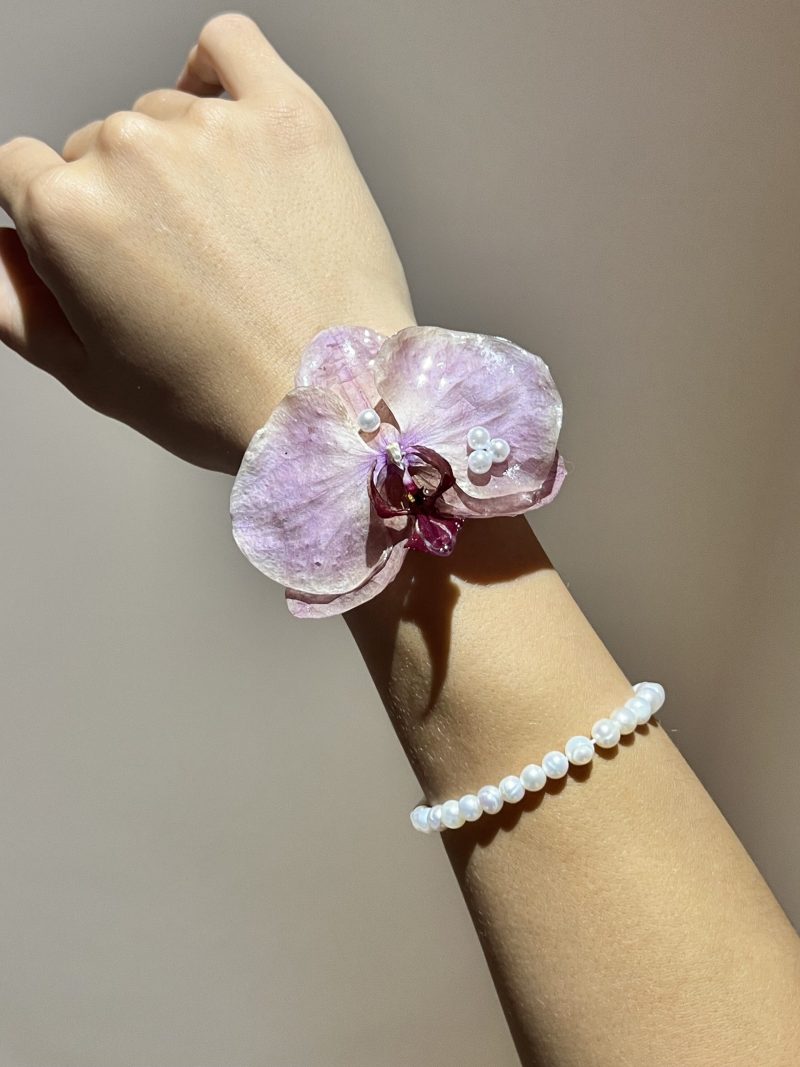 Handmade Orchid Flower Bracelet | Real Preserved Flower Jewelry | Nature Inspired Gift