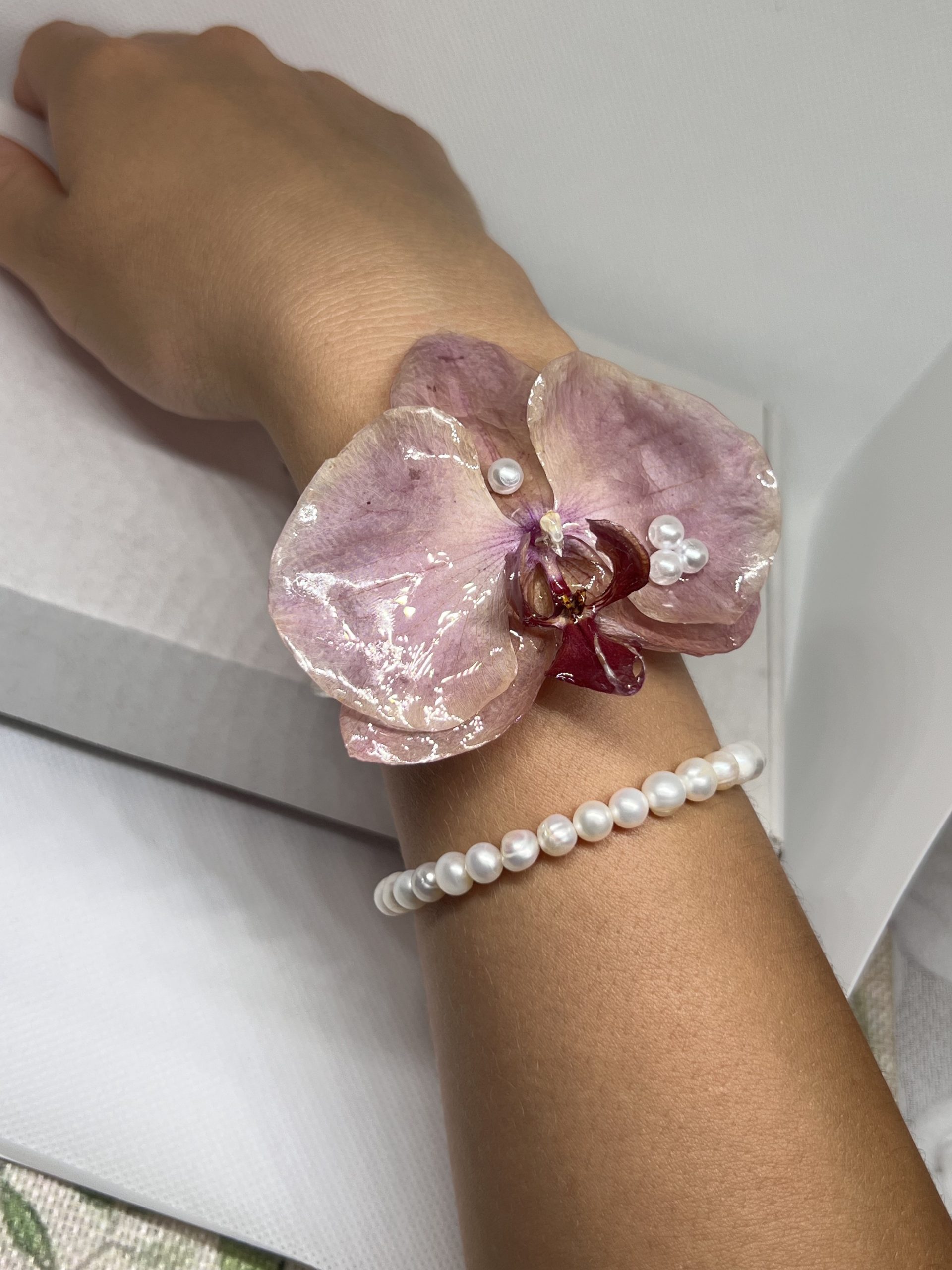 Handmade Orchid Flower Bracelet | Real Preserved Flower Jewelry | Nature Inspired Gift