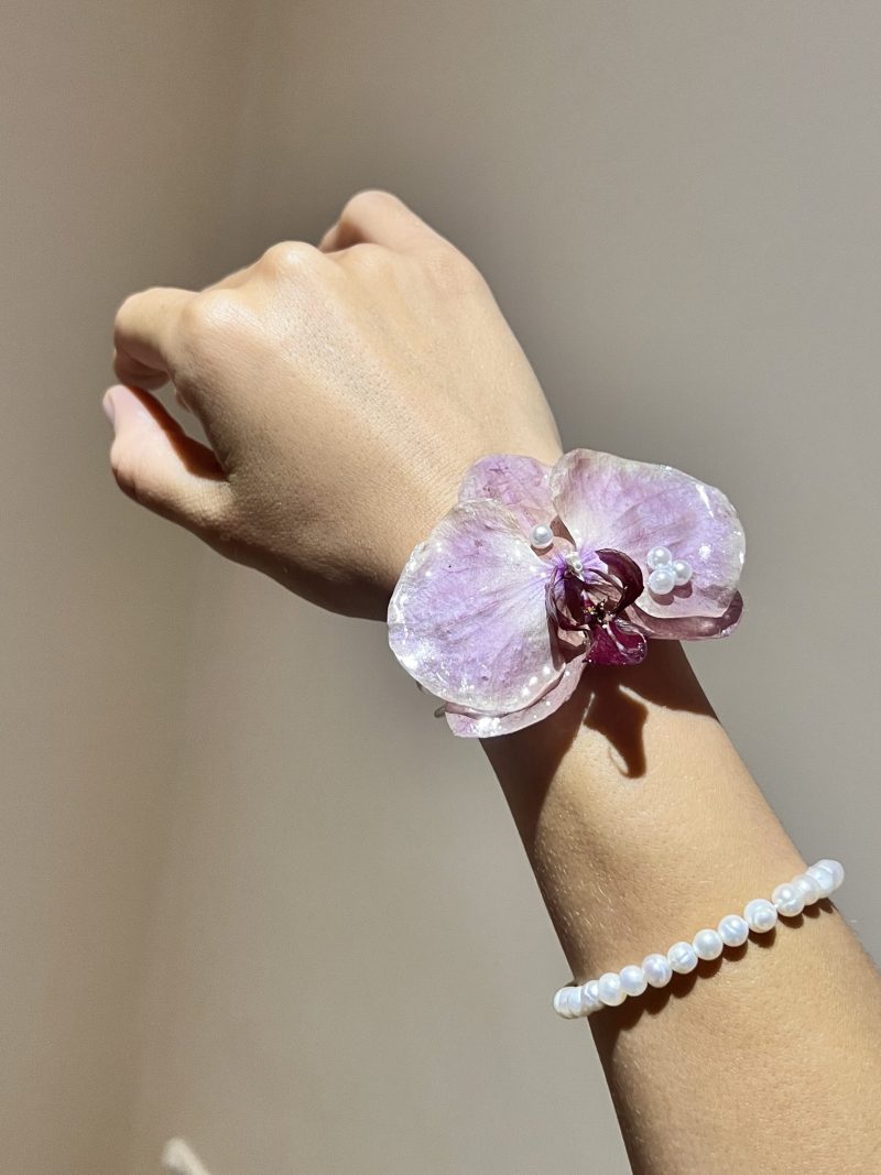 Handmade Orchid Flower Bracelet | Real Preserved Flower Jewelry | Nature Inspired Gift
