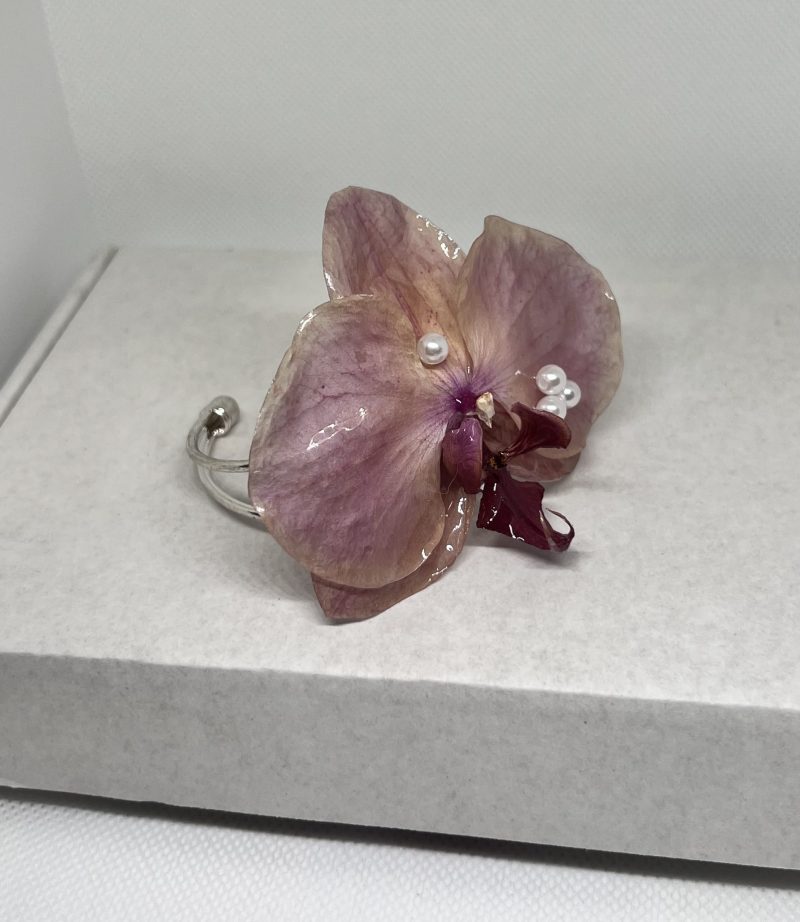 Handmade Orchid Flower Bracelet | Real Preserved Flower Jewelry | Nature Inspired Gift