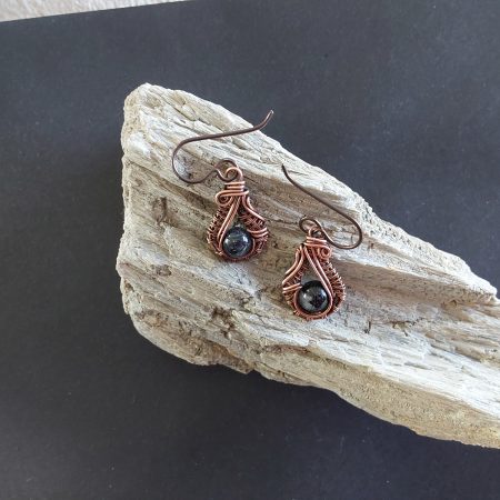 Tourmalinated Quartz wire weave earrings with hypoallergenic ear wires