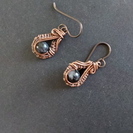 Tourmalinated Quartz wire weave earrings with hypoallergenic ear wires