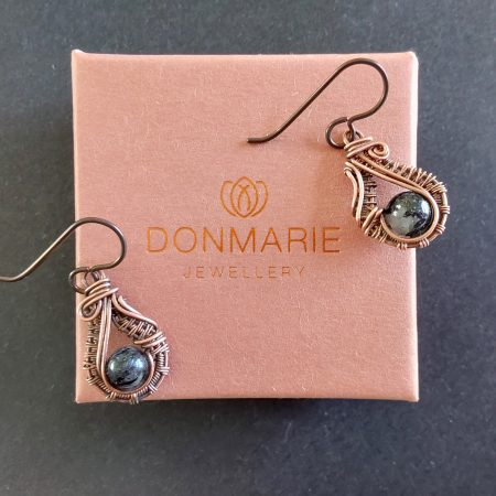 Tourmalinated Quartz wire weave earrings with hypoallergenic ear wires