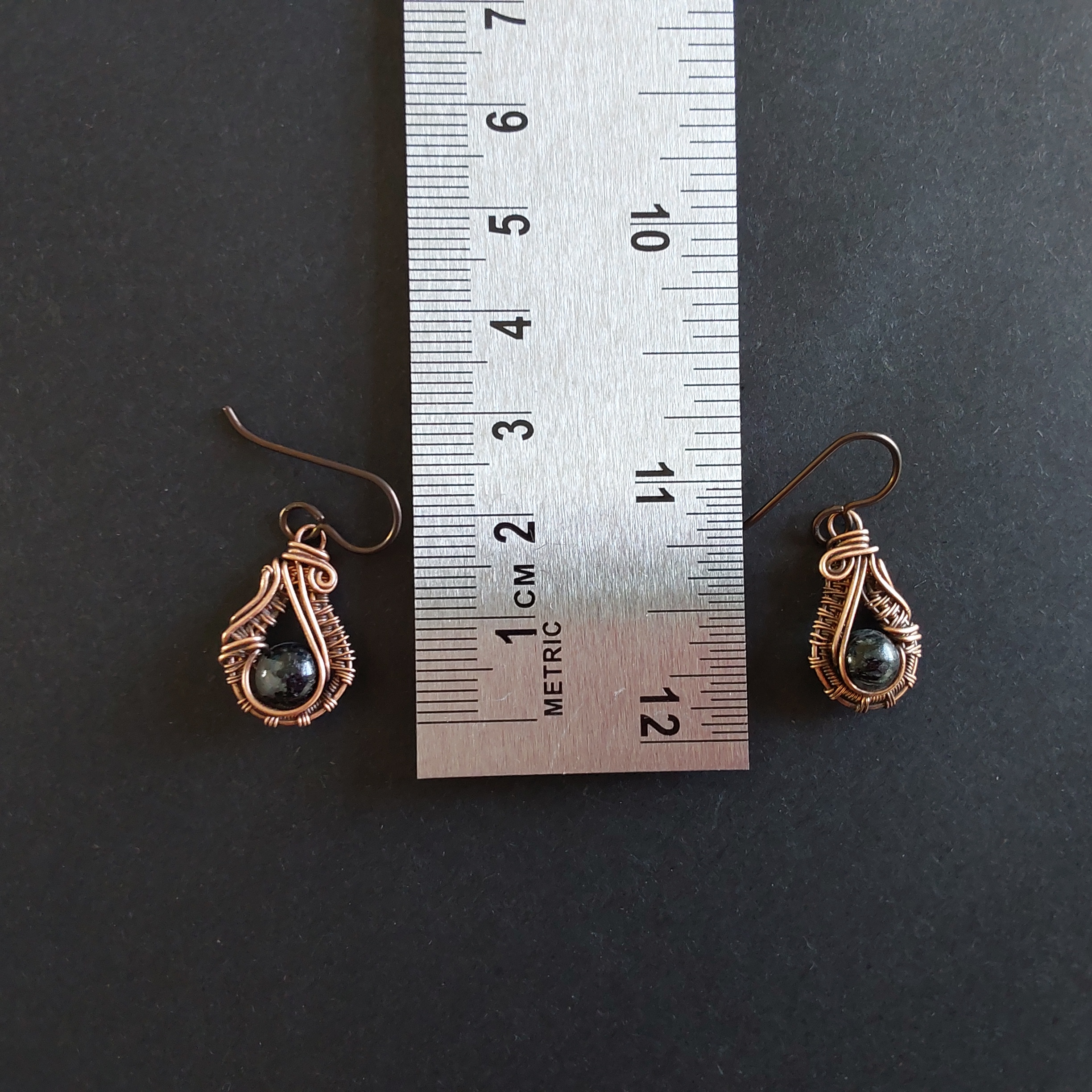 Tourmalinated Quartz wire weave earrings with hypoallergenic ear wires