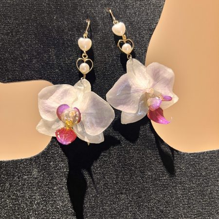 Handmade Real Orchid Earrings | Resin Preserved Flower Jewelry | Unique Botanical Gift for Her