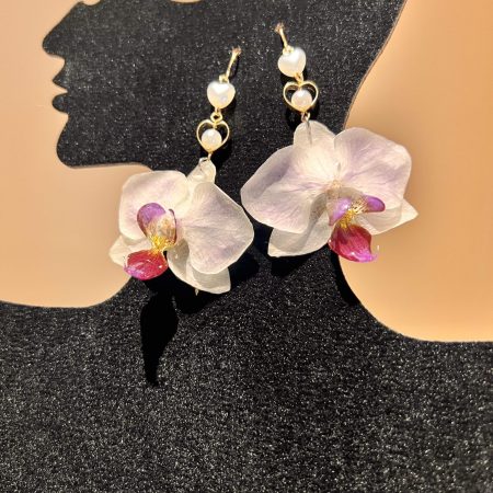 Handmade Real Orchid Earrings | Resin Preserved Flower Jewelry | Unique Botanical Gift for Her