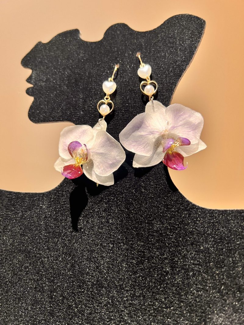 Handmade Real Orchid Earrings | Resin Preserved Flower Jewelry | Unique Botanical Gift for Her