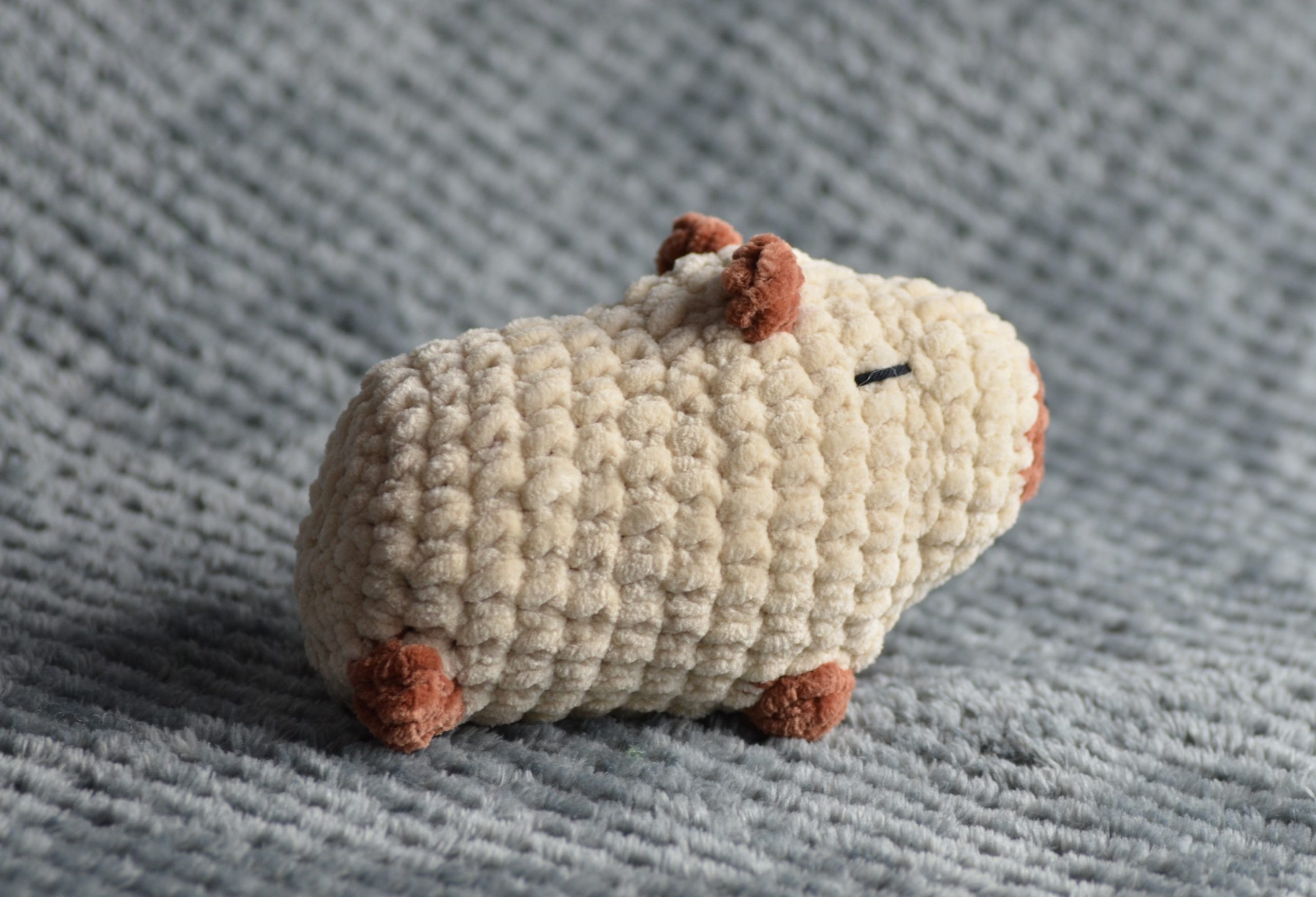 Pebble, the Capybara, crocheted plushie, soft toy, cuddle friend