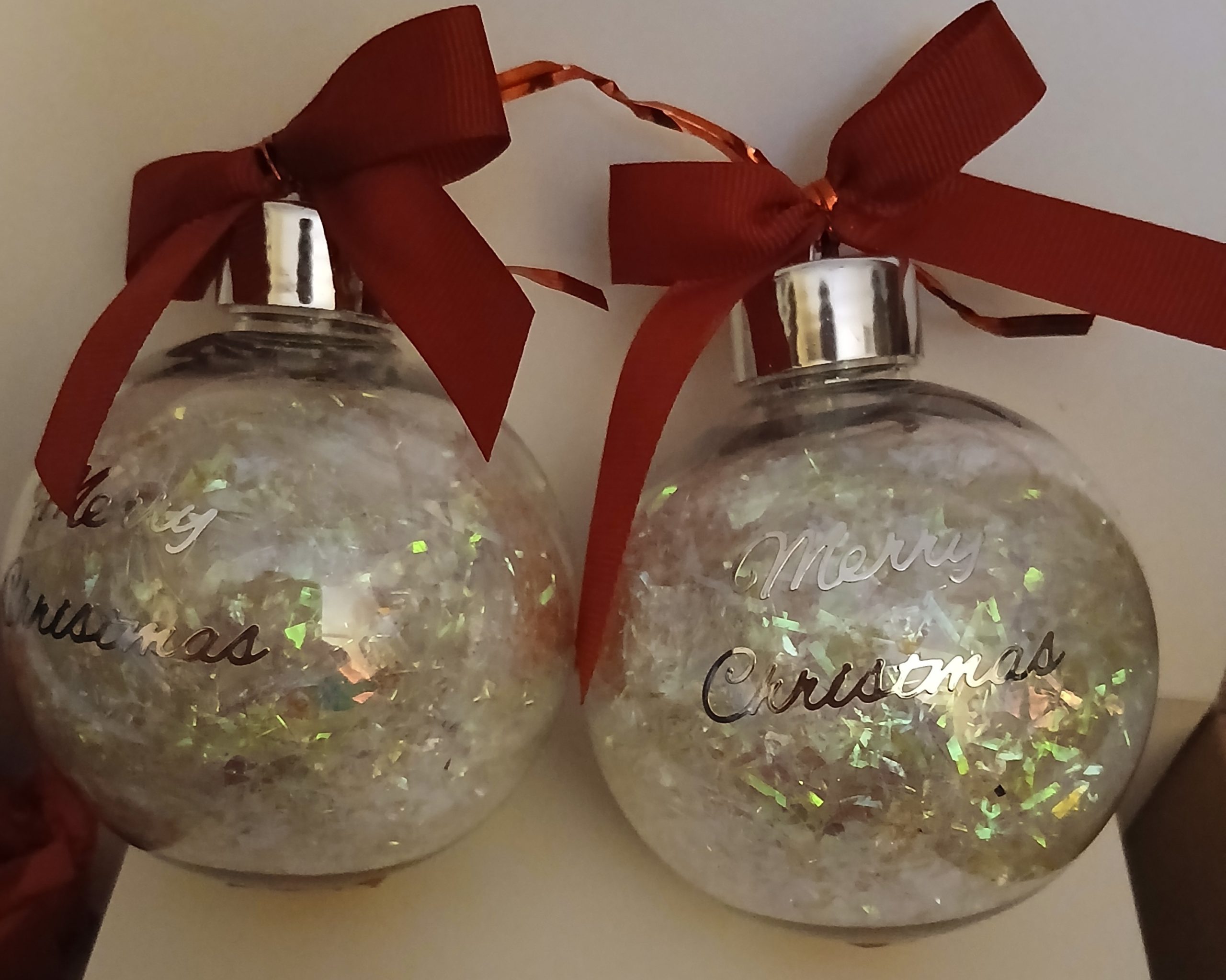 Merry Christmas snow baubles