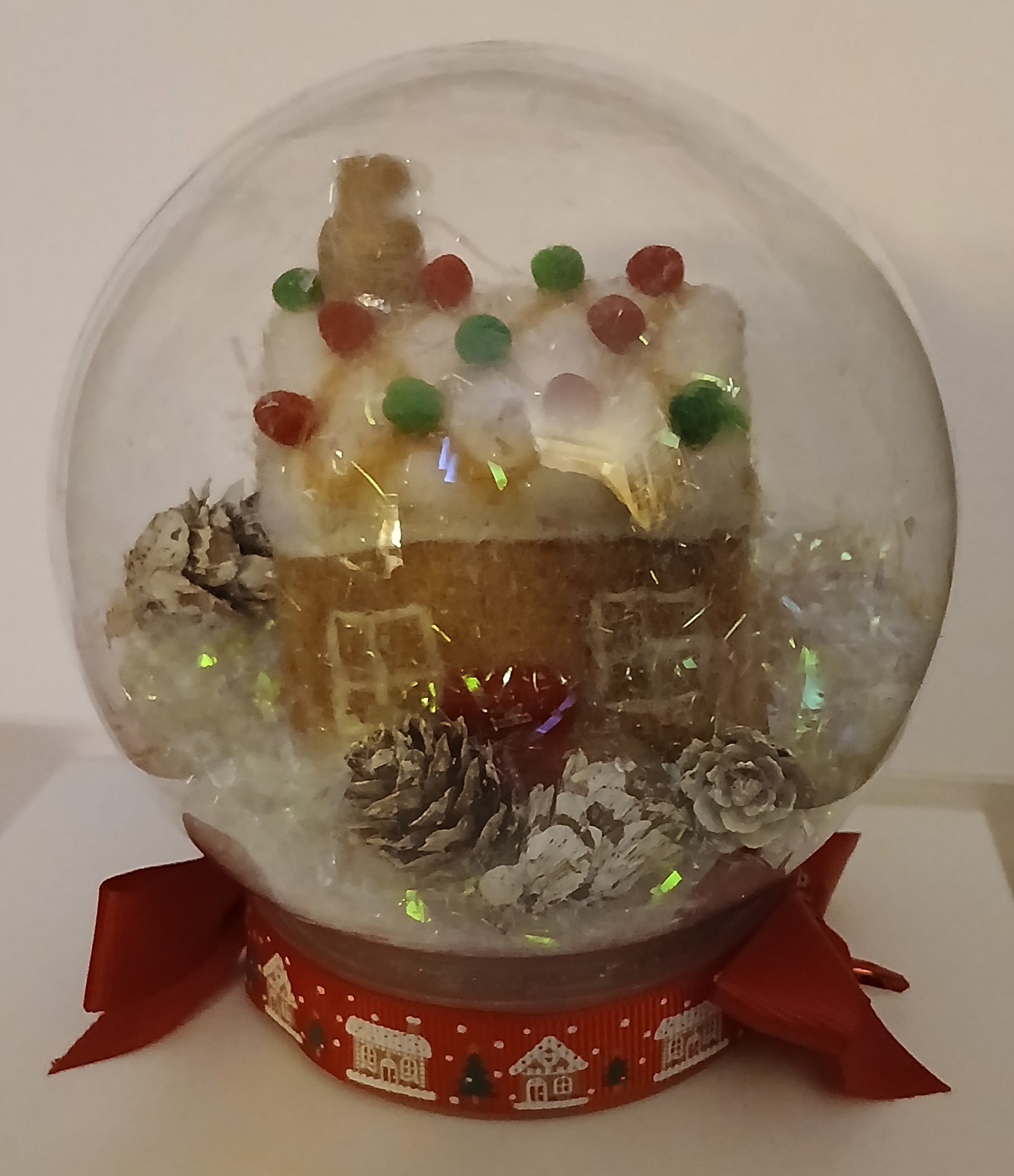 Christmas house ,pine cone globe