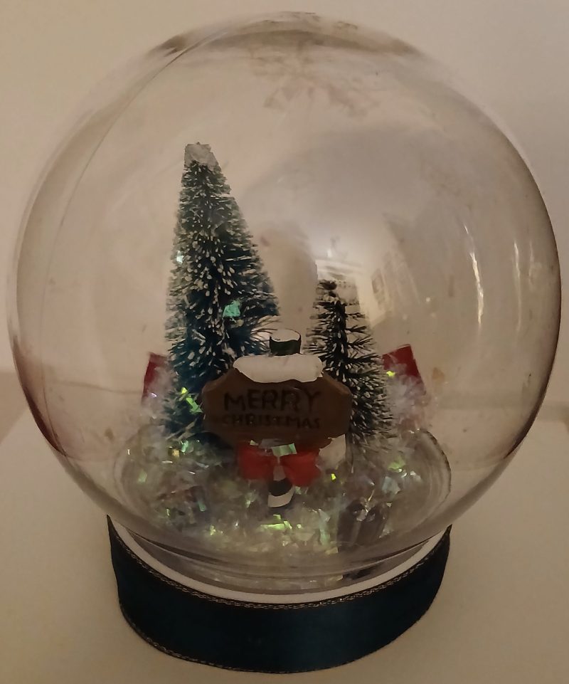 Xmas trees and sign globe