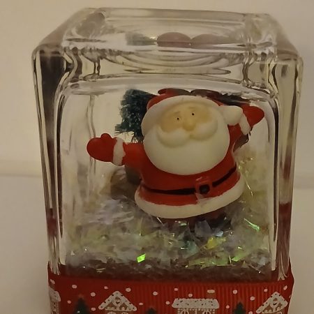 Santa clause glitter glass square globe